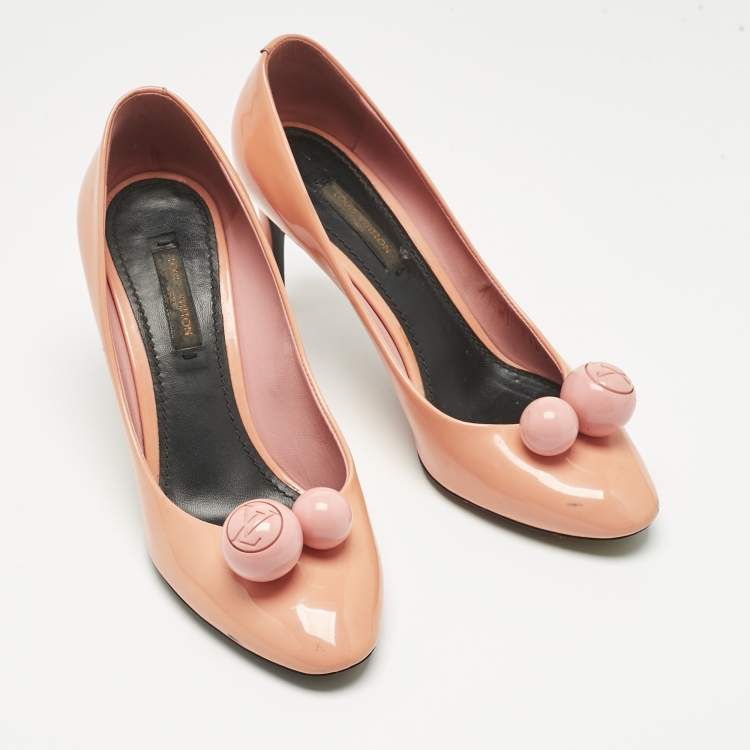 Pre Owned Louis Vuitton Orange Patent Leather Betty Pumps Size 36.5