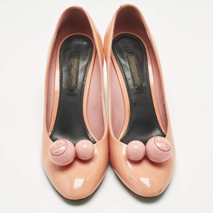 Pre Owned Louis Vuitton Orange Patent Leather Betty Pumps Size 36.5