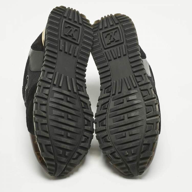 Pre Owned Louis Vuitton Black/Brown Monogram Coated Canvas and Mesh Run Away Low Top Sneakers Size 38