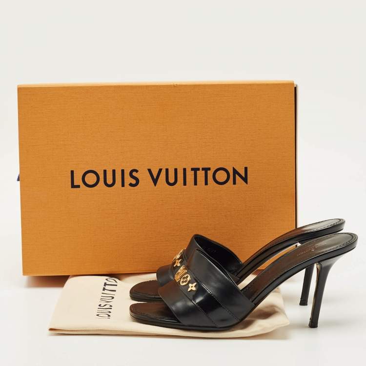 Pre Owned Louis Vuitton Black Leather Revival Slide Sandals Size 39