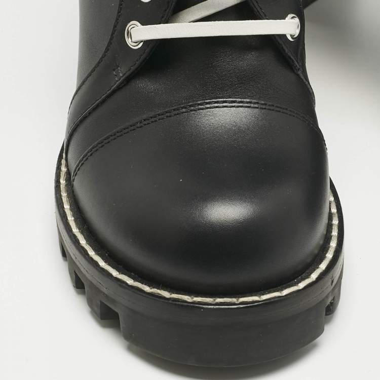 Pre Owned Louis Vuitton Black Leather Star Trail Ankle Boots Size 38.5