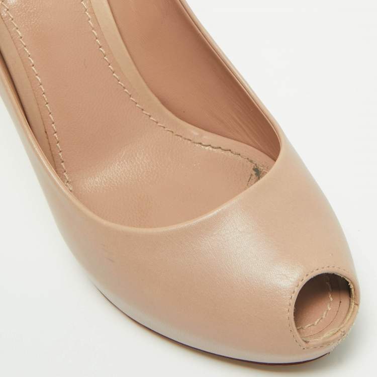 Pre Owned Louis Vuitton Beige Leather Oh Really! Peep Toe Pumps 40