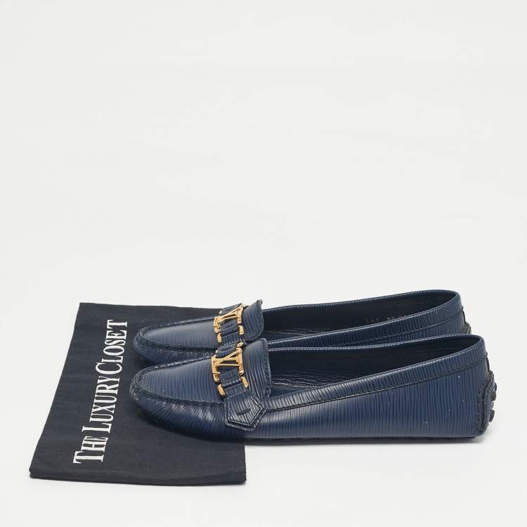Pre Owned Louis Vuitton Navy Blue Epi Leather Oxford Loafers Size 41