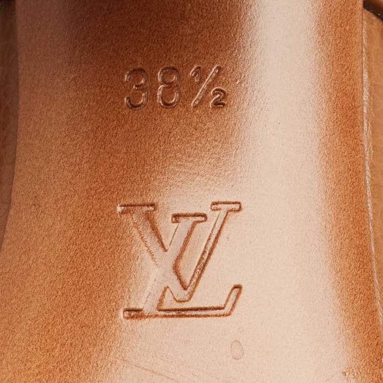 Pre Owned Louis Vuitton Brown Leather Horizon Slingback Sandals Size 38.5