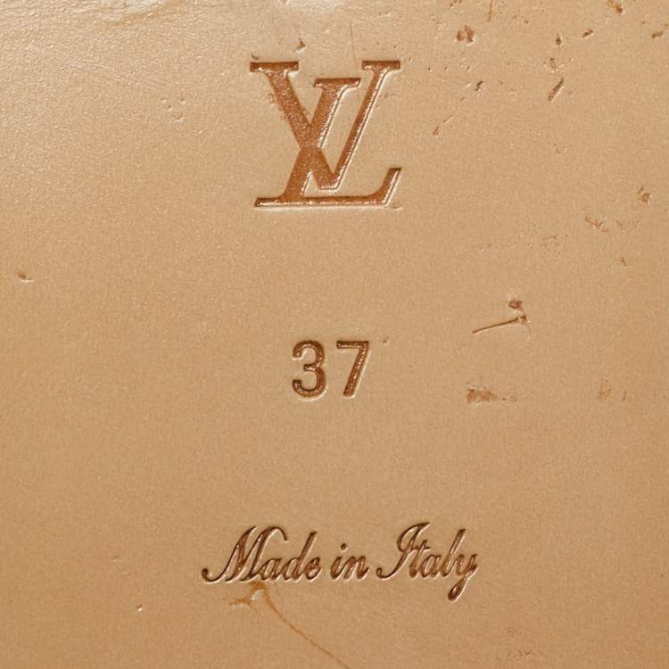 Pre Owned Louis Vuitton Monogram Coated Canvas Lock It Flat Slides Size 37