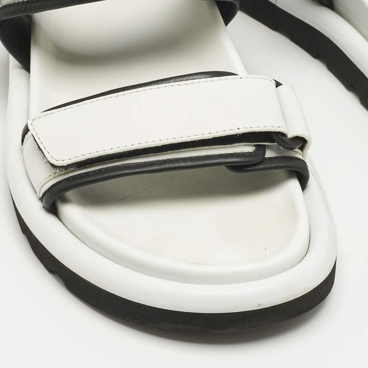 Pre Owned Louis Vuitton White/Black Leather Arcade Sandals Size 37