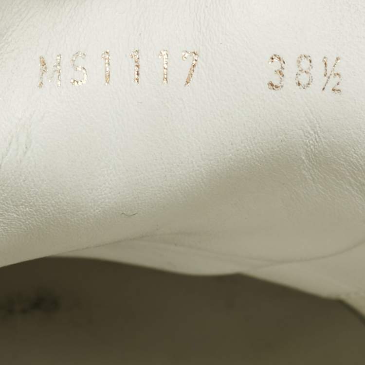 Pre Owned Louis Vuitton White/Brown Monogram Canvas and Leather Frontrow Lace Up Sneakers Size 38.5