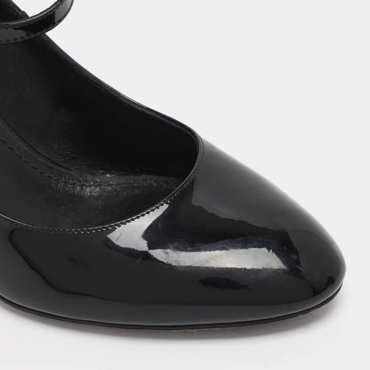 Pre Owned Louis Vuitton Black Patent and Canvas Peep Toe Pumps Size 39