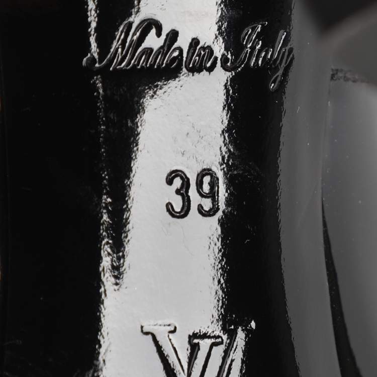 Pre Owned Louis Vuitton Black Patent and Canvas Peep Toe Pumps Size 39