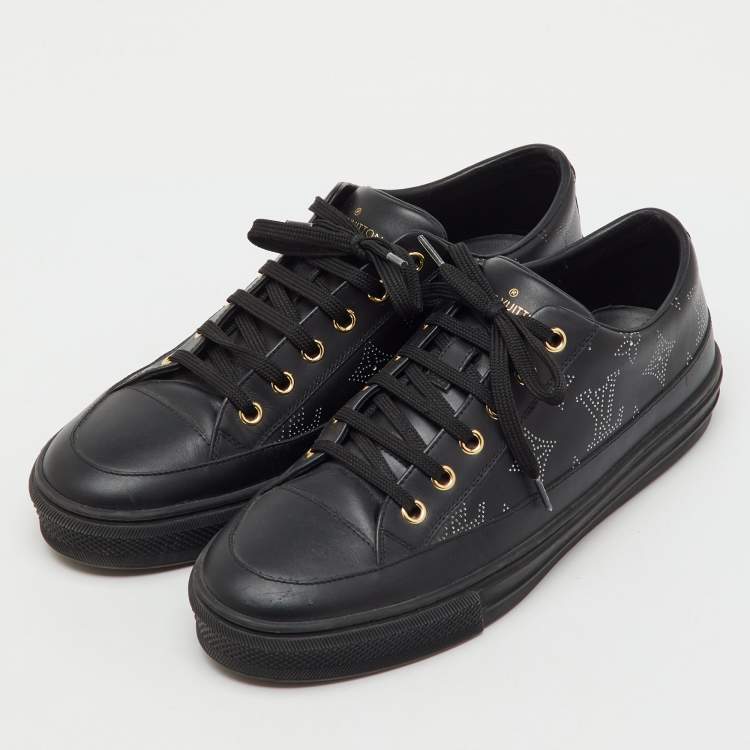 Pre Owned Louis Vuitton Black Leather Stellar Low Top Sneakers Size 39