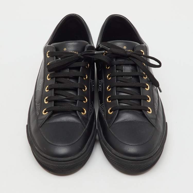 Pre Owned Louis Vuitton Black Leather Stellar Low Top Sneakers Size 39