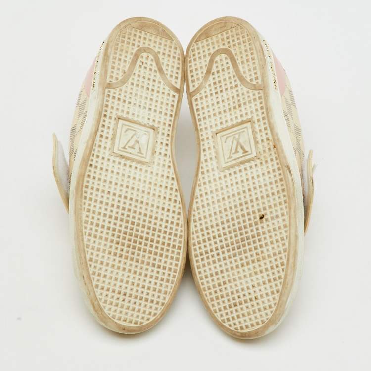 Pre Owned Louis Vuitton Damier Azur Summer Trunks Frontrow Sneakers Size 38.5