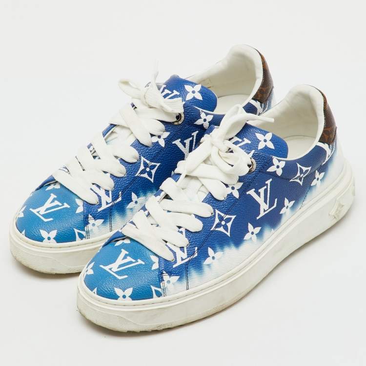 Pre Owned Louis Vuitton Blue Monogram Canvas Escale Time Out Sneakers Size 39