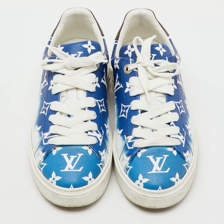 Pre Owned Louis Vuitton Blue Monogram Canvas Escale Time Out Sneakers Size 39