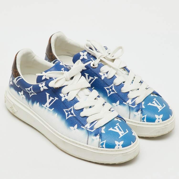 Pre Owned Louis Vuitton Blue Monogram Canvas Escale Time Out Sneakers Size 39