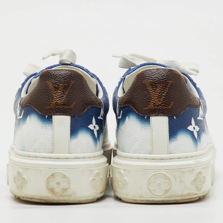 Pre Owned Louis Vuitton Blue Monogram Canvas Escale Time Out Sneakers Size 39