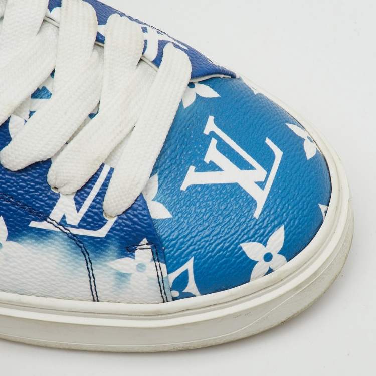 Pre Owned Louis Vuitton Blue Monogram Canvas Escale Time Out Sneakers Size 39