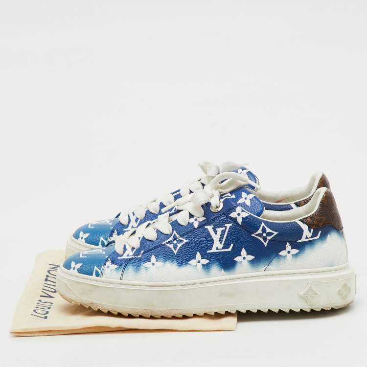Pre Owned Louis Vuitton Blue Monogram Canvas Escale Time Out Sneakers Size 39
