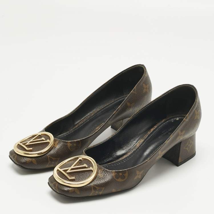 Pre Owned Louis Vuitton Brown Monogram Canvas Madeleine Pumps Size 37.5