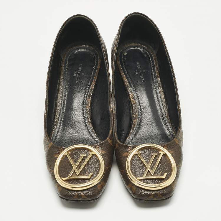 Pre Owned Louis Vuitton Brown Monogram Canvas Madeleine Pumps Size 37.5