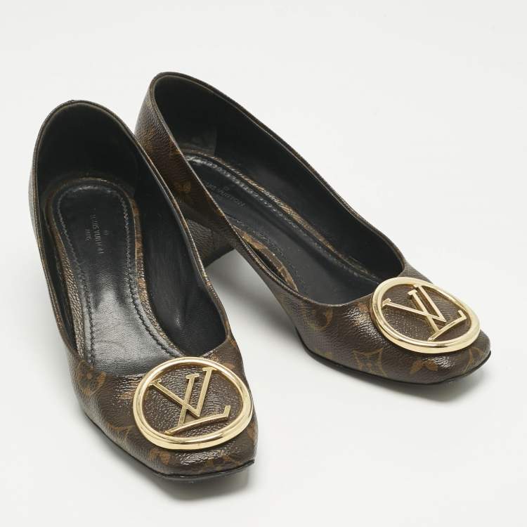 Pre Owned Louis Vuitton Brown Monogram Canvas Madeleine Pumps Size 37.5