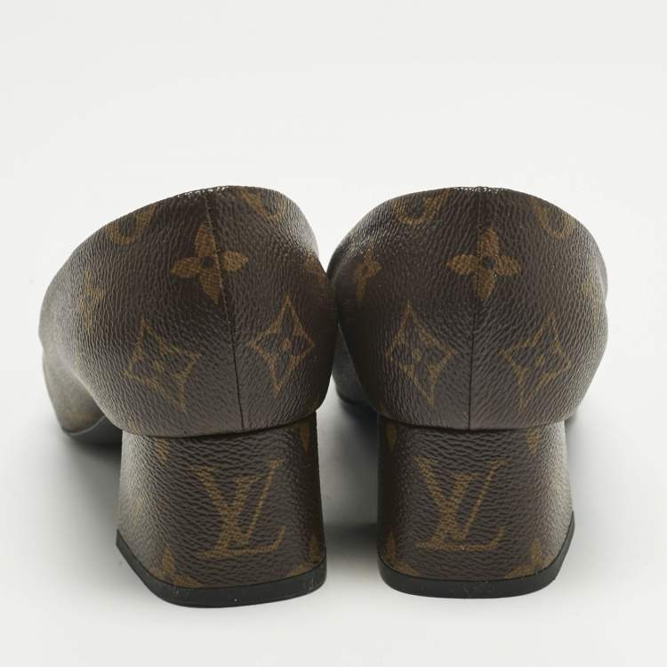 Pre Owned Louis Vuitton Brown Monogram Canvas Madeleine Pumps Size 37.5