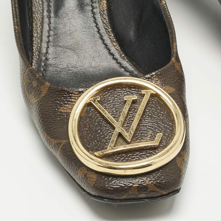 Pre Owned Louis Vuitton Brown Monogram Canvas Madeleine Pumps Size 37.5
