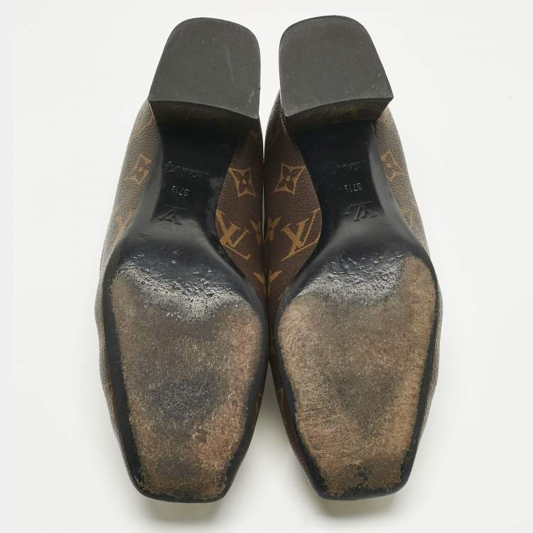 Pre Owned Louis Vuitton Brown Monogram Canvas Madeleine Pumps Size 37.5