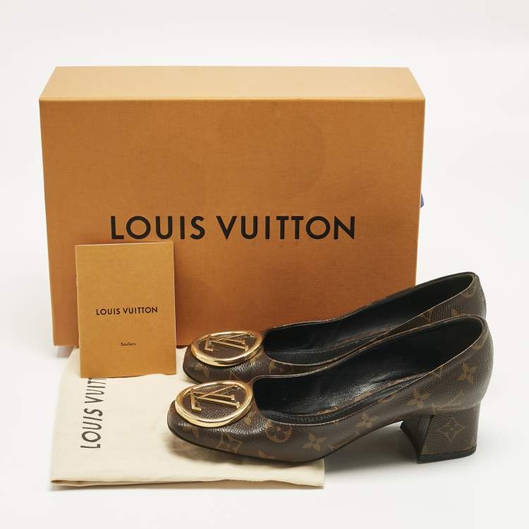 Pre Owned Louis Vuitton Brown Monogram Canvas Madeleine Pumps Size 37.5