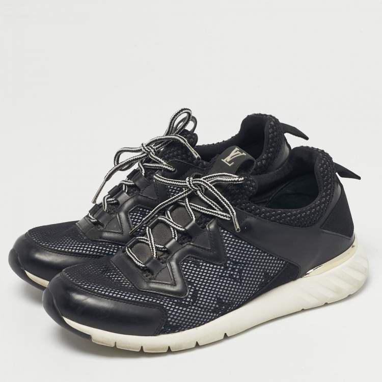Pre Owned Louis Vuitton Black Leather and Mesh Aftergame Low Top Sneakers Size 36