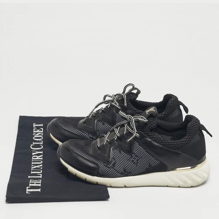 Pre Owned Louis Vuitton Black Leather and Mesh Aftergame Low Top Sneakers Size 36