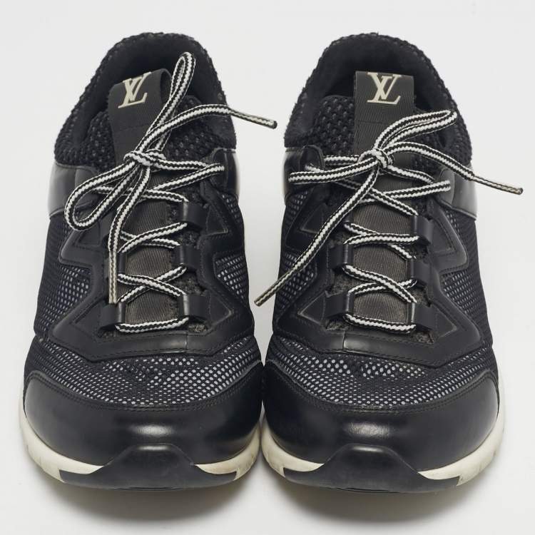 Pre Owned Louis Vuitton Black Leather and Mesh Aftergame Low Top Sneakers Size 36