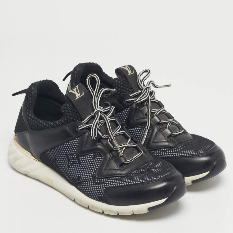 Pre Owned Louis Vuitton Black Leather and Mesh Aftergame Low Top Sneakers Size 36