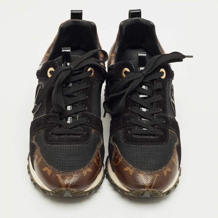 Pre Owned Louis Vuitton Black Canvas and Mesh Run Away Low Top Sneakers Size 36