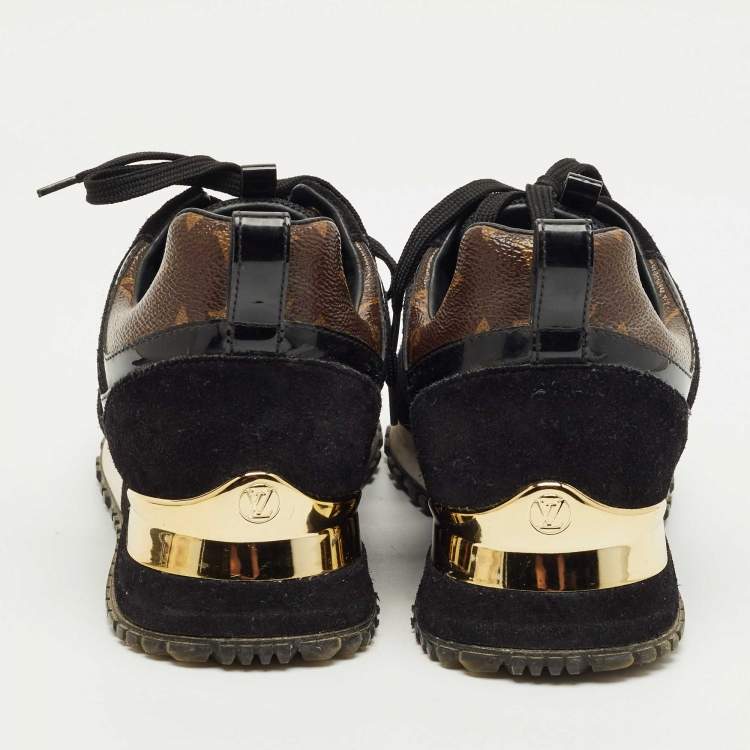 Pre Owned Louis Vuitton Black Canvas and Mesh Run Away Low Top Sneakers Size 36