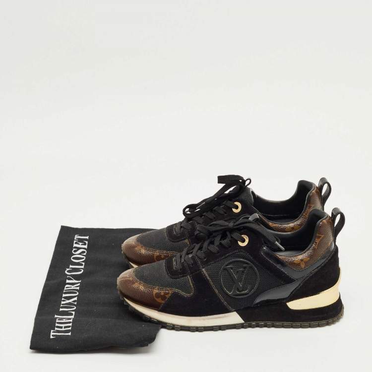 Pre Owned Louis Vuitton Black Canvas and Mesh Run Away Low Top Sneakers Size 36