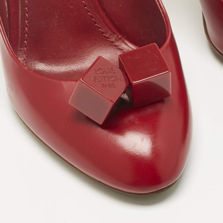 Pre Owned Louis Vuitton Red Patent Leather Dice Pumps Size 37