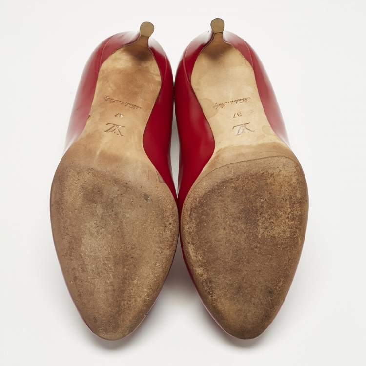 Pre Owned Louis Vuitton Red Patent Leather Dice Pumps Size 37