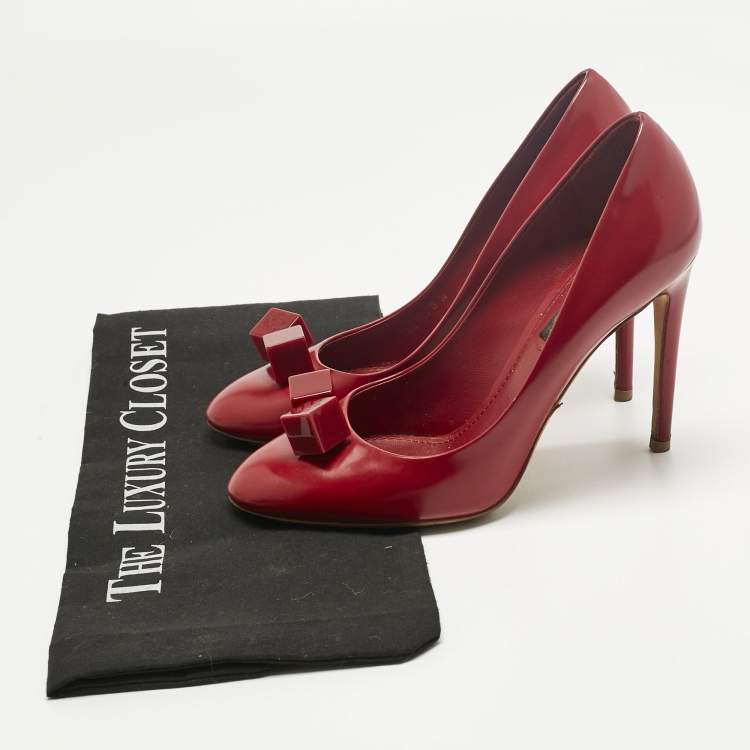 Pre Owned Louis Vuitton Red Patent Leather Dice Pumps Size 37