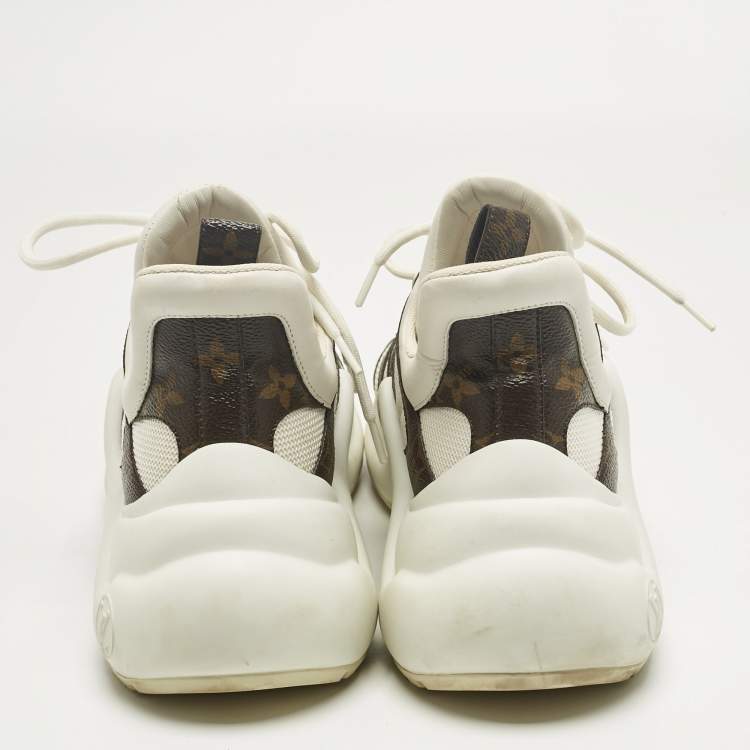 Pre Owned Louis Vuitton White Monogram Canvas and Leather Archlight Low Top Sneakers Size 39.5