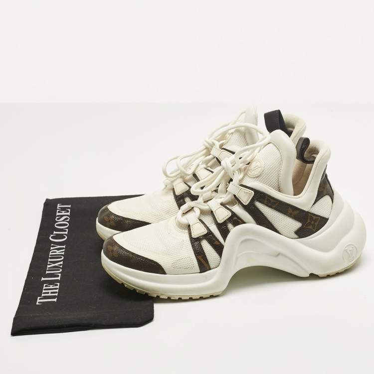 Pre Owned Louis Vuitton White Monogram Canvas and Leather Archlight Low Top Sneakers Size 39.5