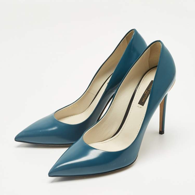 Pre Owned Louis Vuitton Blue Leather Eyeline Pointed Toe Pumps Size 39