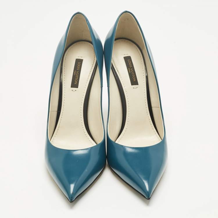 Pre Owned Louis Vuitton Blue Leather Eyeline Pointed Toe Pumps Size 39