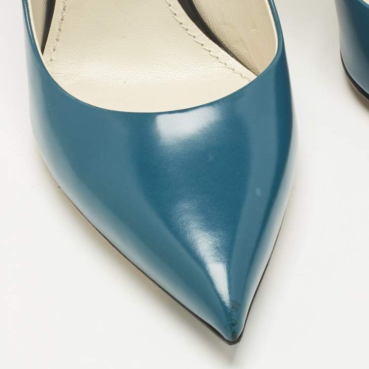Pre Owned Louis Vuitton Blue Leather Eyeline Pointed Toe Pumps Size 39