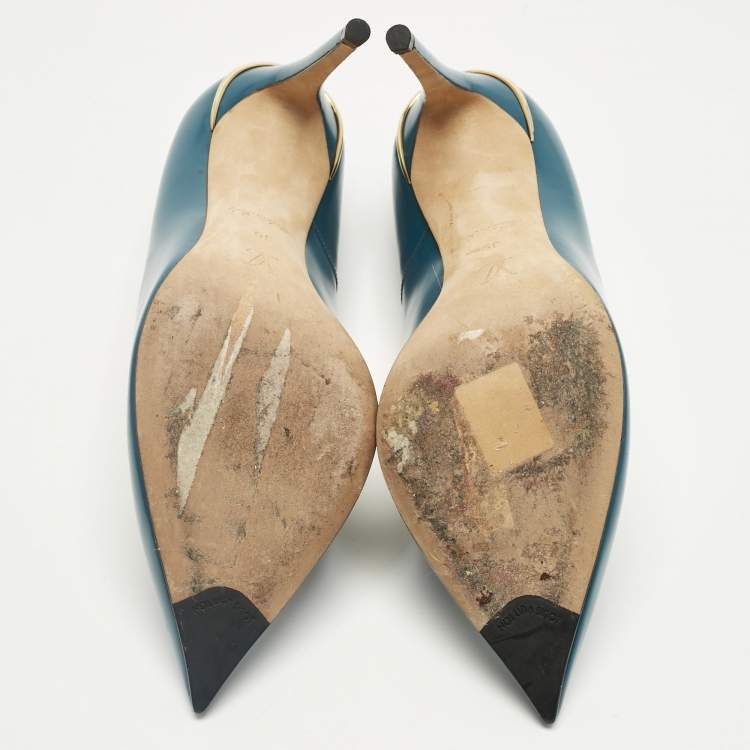 Pre Owned Louis Vuitton Blue Leather Eyeline Pointed Toe Pumps Size 39