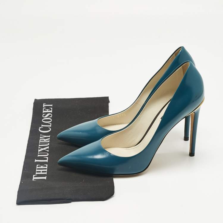 Pre Owned Louis Vuitton Blue Leather Eyeline Pointed Toe Pumps Size 39