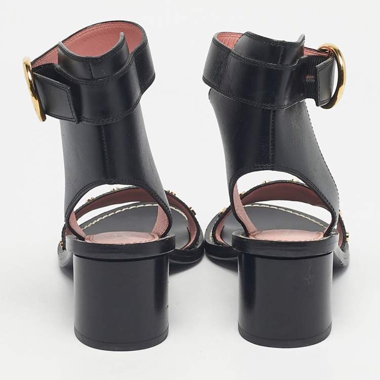 Pre Owned Louis Vuitton Black/Brown Monogram Canvas and Leather Passenger Ankle Strap Sandals Size 36