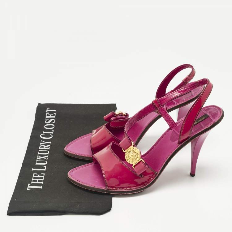 Pre Owned Louis Vuitton Pink Patent Leather Slingback Sandals Size 39.5