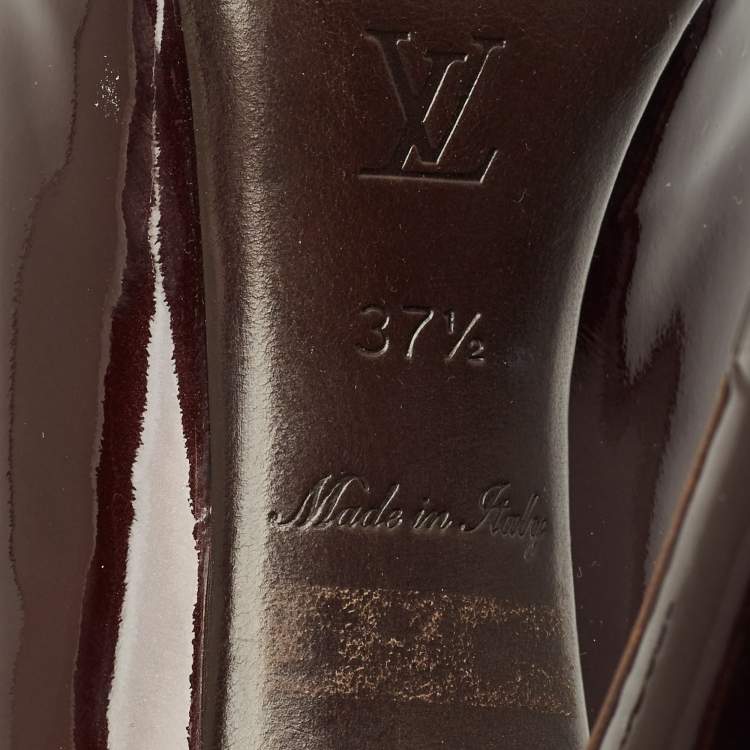 Pre Owned Louis Vuitton Burgundy Leather Oh Really! Peep Toe Pumps Size 37.5