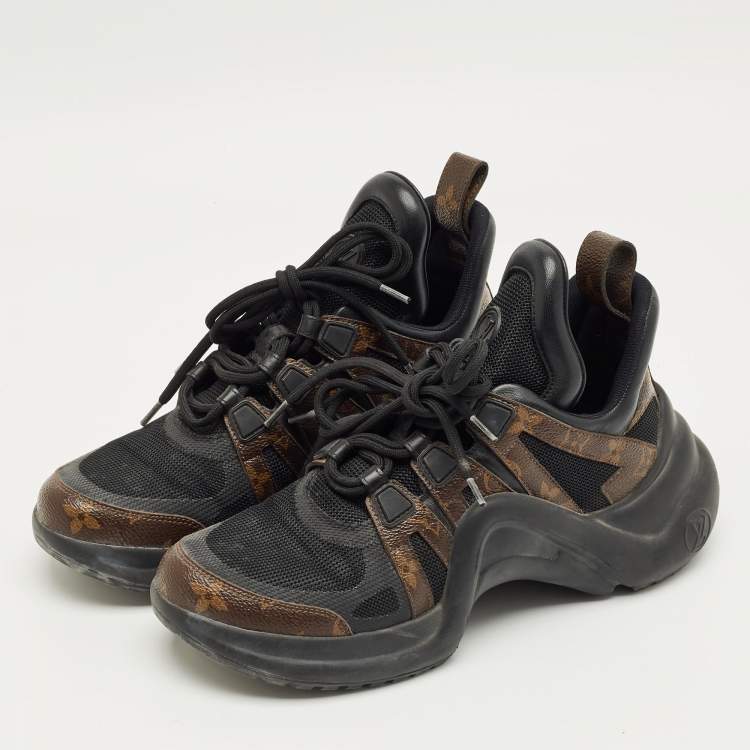 Pre Owned Louis Vuitton Black Mesh and Monogram Canvas Archlight Sneakers Size 39